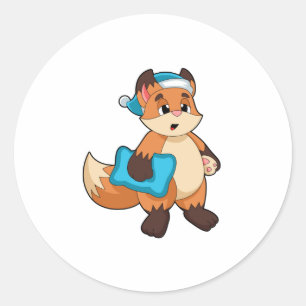 Sticker Rond Fox with Nightcap