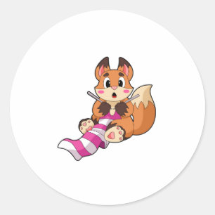 Sticker Rond Fox with Scarf