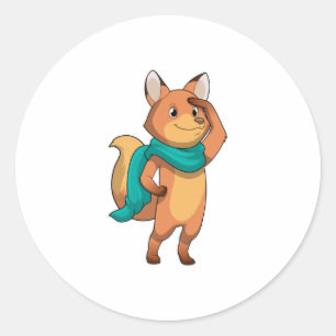 Sticker Rond Fox with Scarf