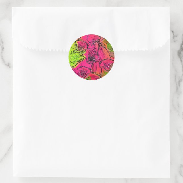 STICKER ROND FOXGLOVES (Sac)