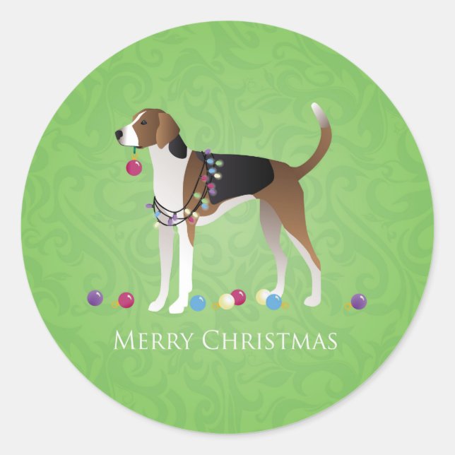Sticker Rond Foxhound Christmas - Feliz Naughty Dog (Devant)