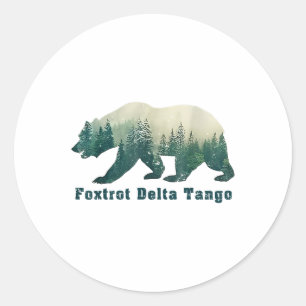 Sticker Rond Foxtrots Deltas Tangos Drôle Ours