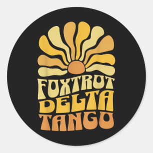 Sticker Rond Foxtrots Deltas Tangos Retro Vintage Boho Aestheti