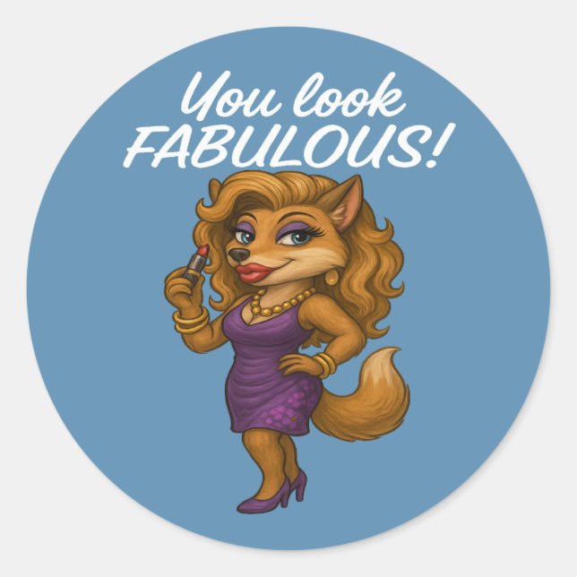 Sticker Rond Foxy en violet (Devant)