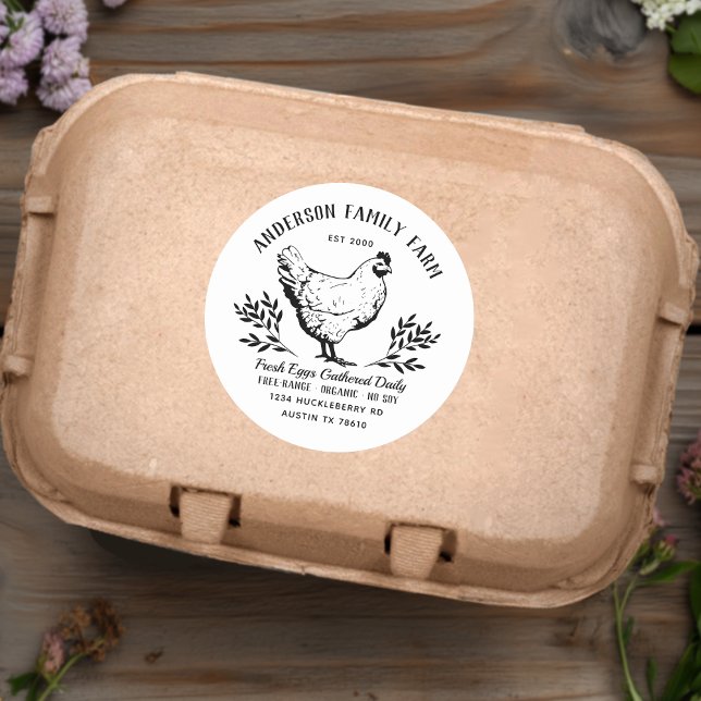 Sticker Rond Foyer Familial OEufs Frais Personnalisés (Créateur téléchargé)