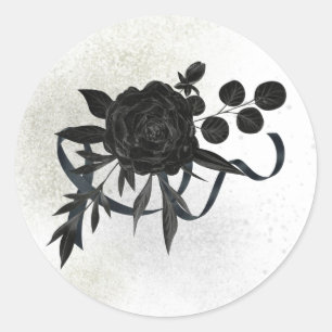 Sticker Rond  FR   Noble sceau de deuil - Rose noire