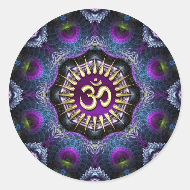 Sticker Rond Fractages rose violet OM Shield Art (Devant)