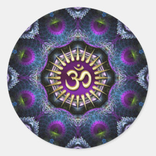 Sticker Rond Fractages rose violet OM Shield Art