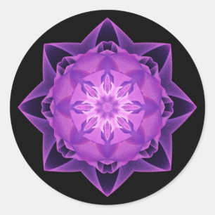 Sticker Rond Fractal Stardust violet