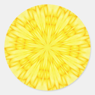 Sticker Rond Fractale à fleurs jaunes