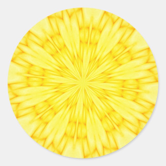 Sticker Rond Fractale à fleurs jaunes (Devant)