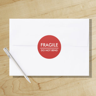 Sticker Rond Fragile / Ne pas plier Red Bold Mailing