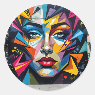 Sticker Rond Fragments d'identité – Portrait abstrait classique