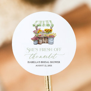 Sticker Rond Fraîchement De La Fête des mariées De Marché Des A