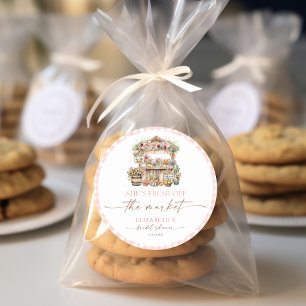 Sticker Rond Fraîchement Hors Du Marché Fête des mariées Automn