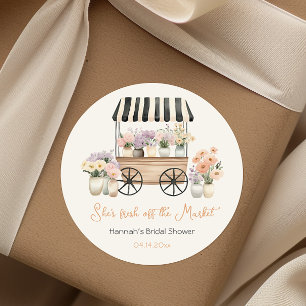 Sticker Rond Fraîchement sortie du marché Fête de mariage Flora