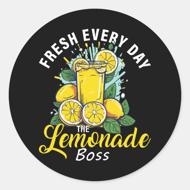 Sticker Rond Fraîchement Tous Les Jours Le Boss Lemonade (Devant)