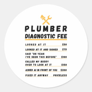 Sticker Rond Frais de diagnostic du plombier drôle
