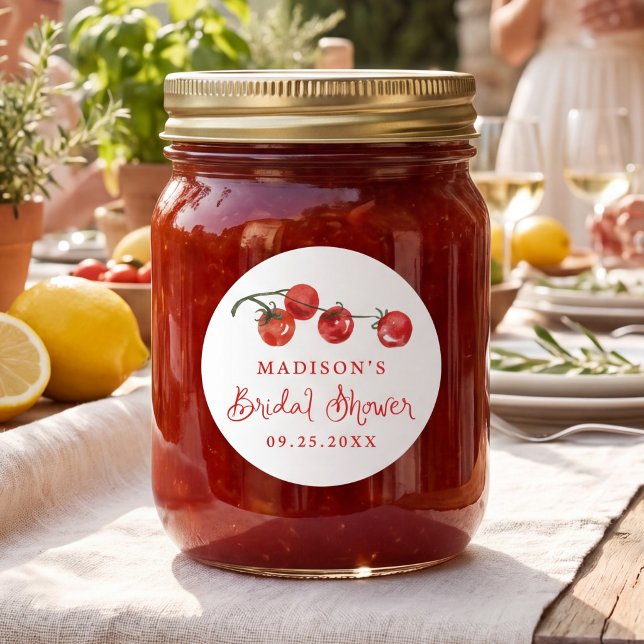 Sticker Rond Frais de la vigne Tomate Shower de mariage (Créateur téléchargé)