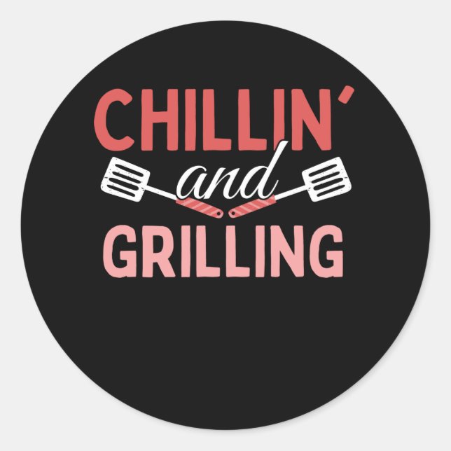 Sticker Rond Fraisage Et Grillades - Grill BBQ (Devant)