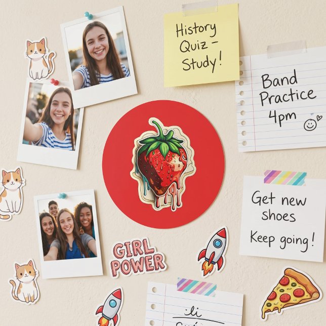 Sticker Rond Fraise (Créateur téléchargé)