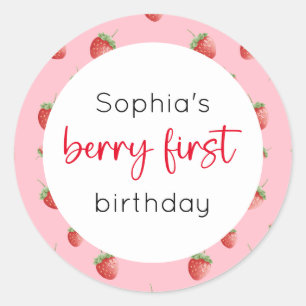 Sticker Rond fraise 1er anniversaire Berry 1er