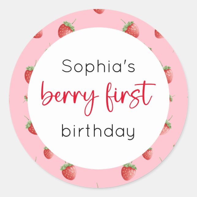 Sticker Rond fraise 1er anniversaire Berry 1er (Devant)