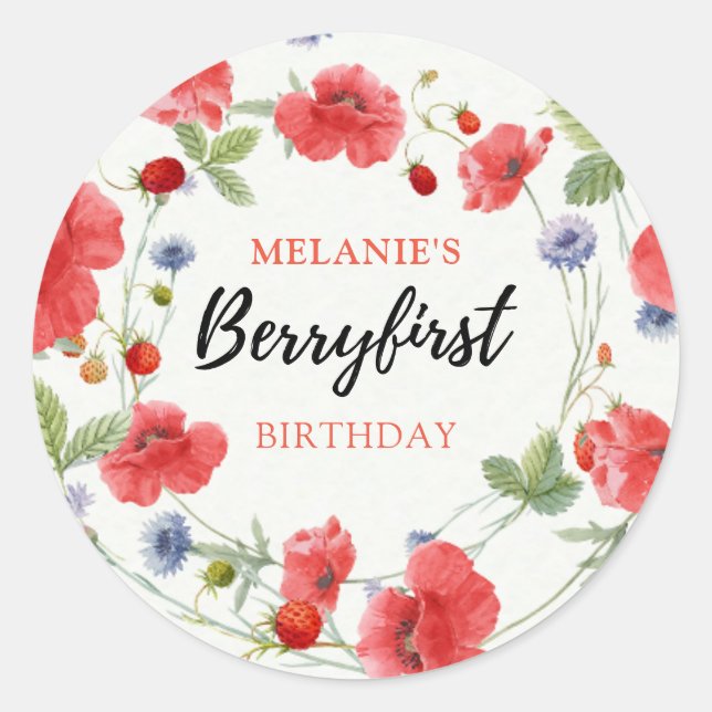 Sticker Rond Fraise 1er anniversaire | Berry First (Devant)