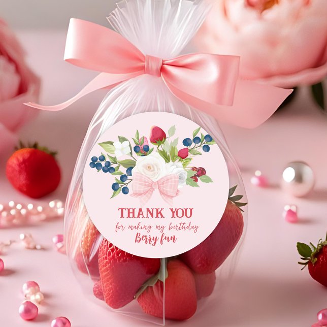 Sticker Rond Fraise 1er anniversaire Berry Sweet Pink (Créateur téléchargé)