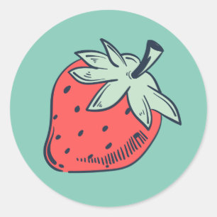 Sticker Rond Fraise à main mignonne