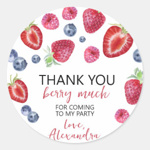 Sticker Rond Fraise Anniversaire Merci Berry beaucoup