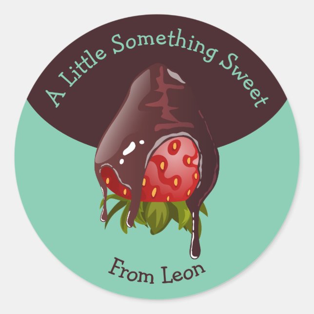 Sticker Rond Fraise au Chocolat Just Something Sweet Menthe (Devant)