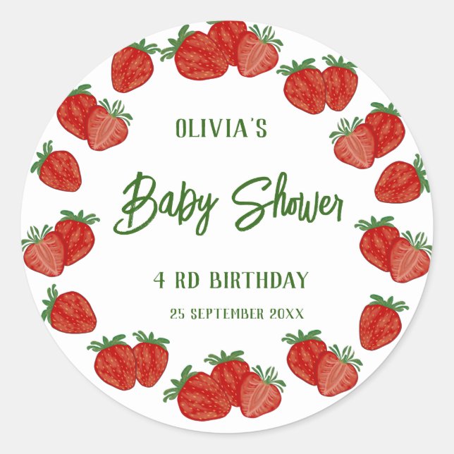 Sticker Rond Fraise Berry Fruit sucré Shcool Office Cadeau (Devant)