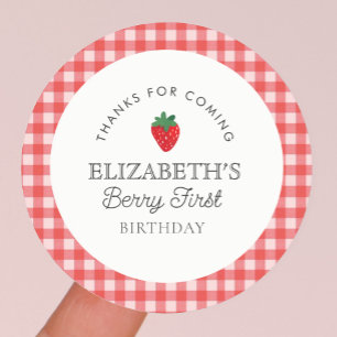 Sticker Rond Fraise Berry Premier pique-nique Anniversaire