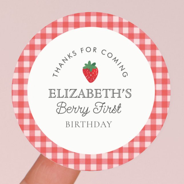 Sticker Rond Fraise Berry Premier pique-nique Anniversaire (Créateur téléchargé)