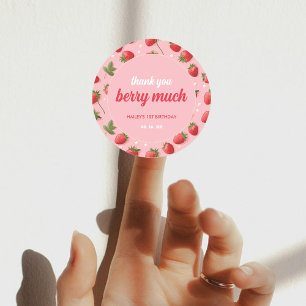 Sticker Rond Fraise Berry Première fête d'anniversaire