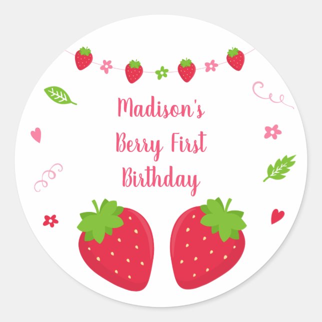 Sticker Rond Fraise Berry Sweet Anniversaire (Devant)