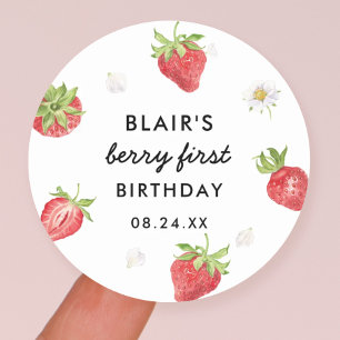 Sticker Rond Fraise Berry Sweet Anniversaire Favoriser