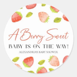 Sticker Rond Fraise Berry Sweet Baby shower Favoriser