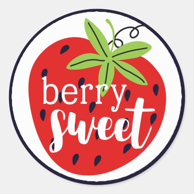 Sticker Rond Fraise Berry Sweet Birthday Baby Girl Kids (Devant)