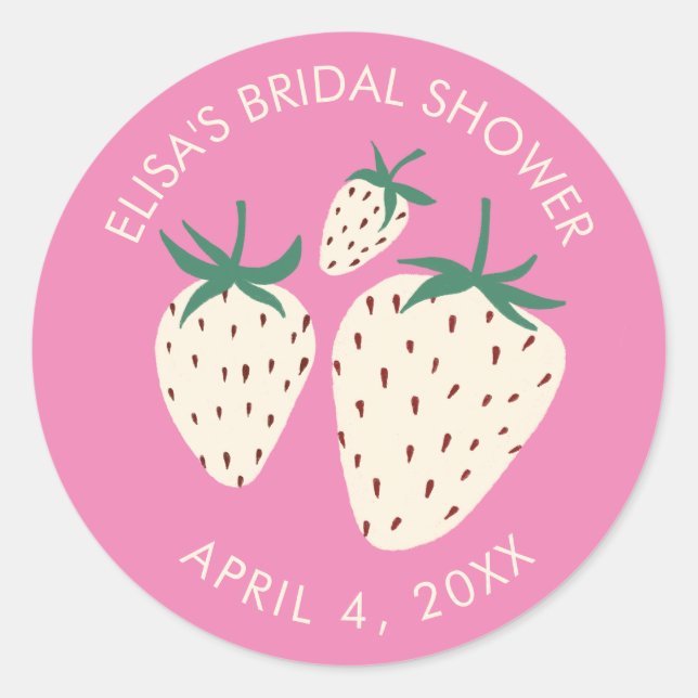 Sticker Rond Fraise Blanche Pineberry RECEPTION DE MARIAGE Pers (Devant)