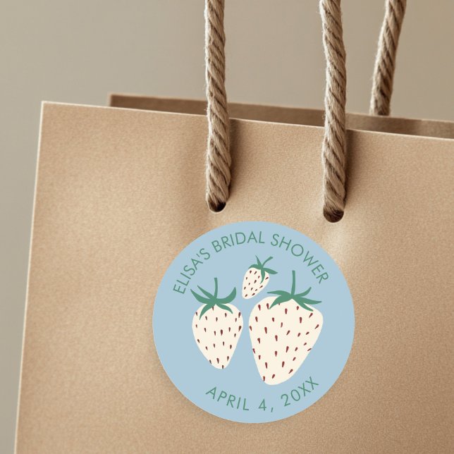Sticker Rond Fraise Blanche Pineberry RECEPTION DE MARIEGE Pers (White Strawberry Pineberry BRIDAL SHOWER Custom Classic Round Sticker
)
