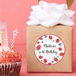 Sticker Rond Fraise bleuet Berry Sweet Anniversaire