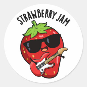 Sticker Rond Fraise confiture Funky Fruit Pun