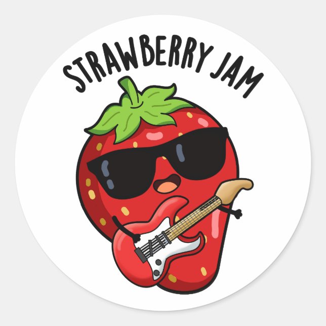 Sticker Rond Fraise confiture Funky Fruit Pun (Devant)
