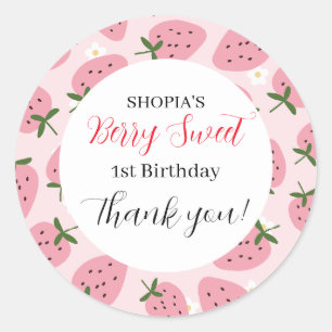 Sticker Rond Fraise délice premier anniversaire