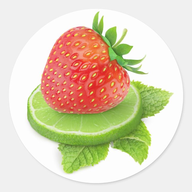 Sticker Rond Fraise et citron vert (Devant)