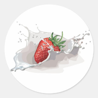 Sticker Rond Fraise et crème