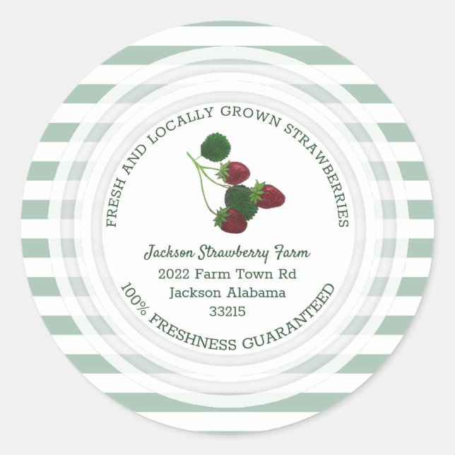 Sticker Rond Fraise Farm Custom Business (Devant)