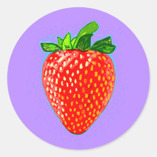 Sticker Rond Fraise juteuse en style pop art